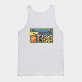 Greetings from West Texas - Vintage Large Letter Postcard Tank Top